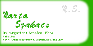 marta szakacs business card